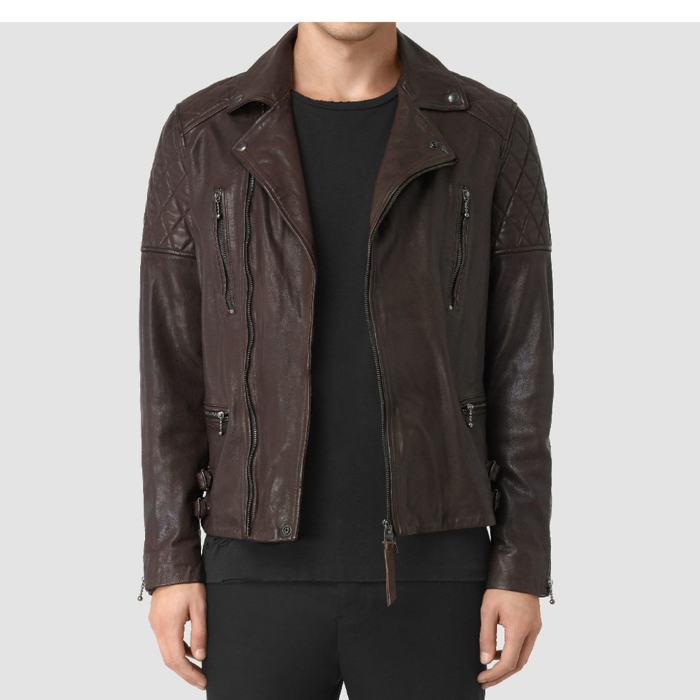 Allsaints Yuku Leather Biker jacket in Oxblood